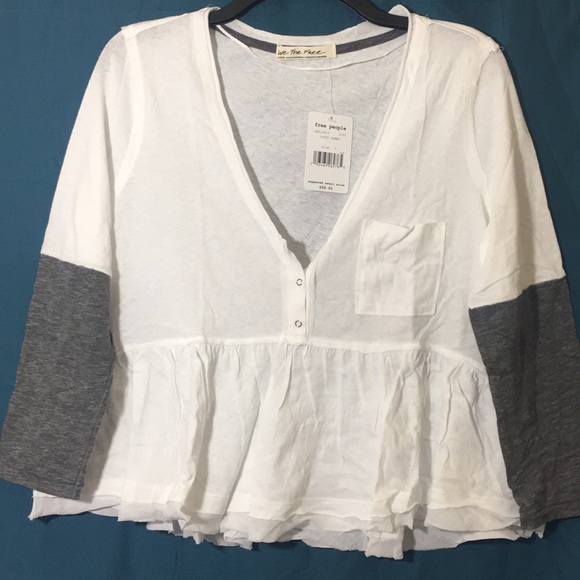 Free People Heart of Mine Ivory Combo Top NWT L - Picture 2 of 7
